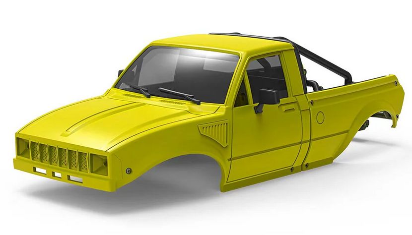 Powerhobby Pickup Hard Body Shell with Bed Rack Yellow for 1/24 RC Crawler Axial SCX24 PHB7399Yellow