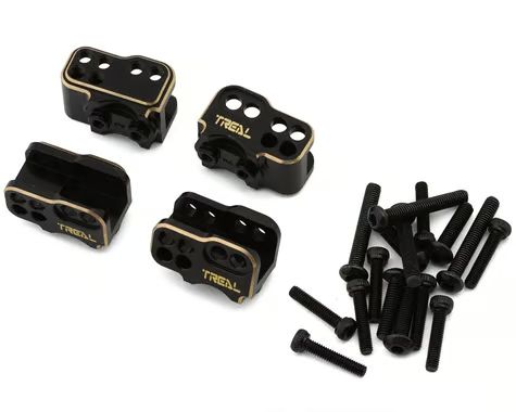 Treal Hobby Axial SCX10 II Brass Lower Shocks &amp; Suspension Links Mounts Set (Black) TLHTSCX10II-05