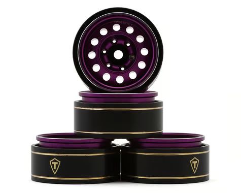 Treal Hobby Type K 1.0&quot; 12-Hole Beadlock Classic Vintage Wagon Wheels (Purple) (4) (28.9g ea) TLHTSCX24-270