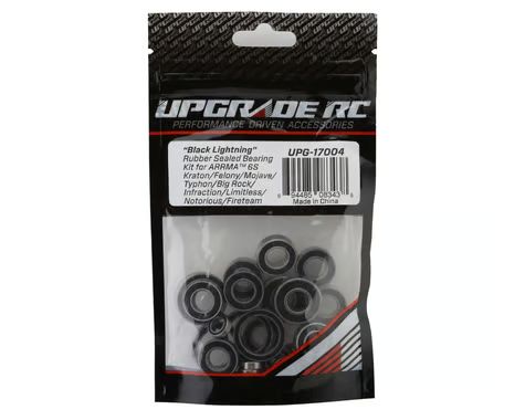 UpGrade RC "Black Lightning" Rubber Sealed Bearing Kit for Arrma® 6S BLX Felony™ /Mojave™/Typhon™/Big Rock™/Infraction™/Limitless™ UPG-17004