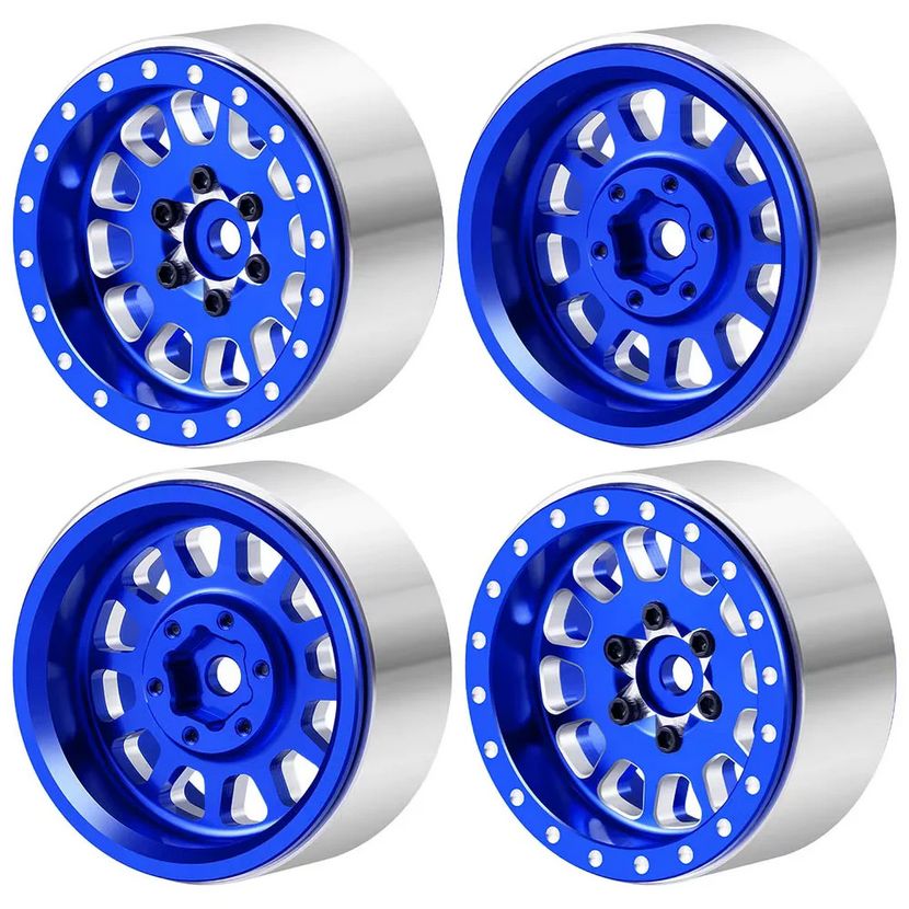 Powerhobby 1.0" Aluminum Beadlock Wheels (4) (Blue) PHB7514Blue