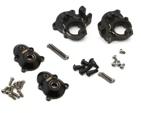 Injora Redcat Ascent-18 Brass Portal Covers &amp; Steering Knuckles Set (Black) (72g Total Weight) (Apex/Scout II Brushless) INJASC18-27-28
