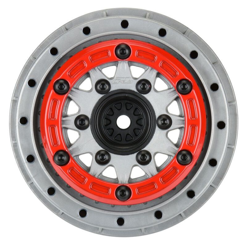 Pro-Line Racing 1/10 Raid Bead-Loc F/R 2.2"/3.0" 12 &amp; 14mm SC Wheels (2) Red/Gray PRO281105