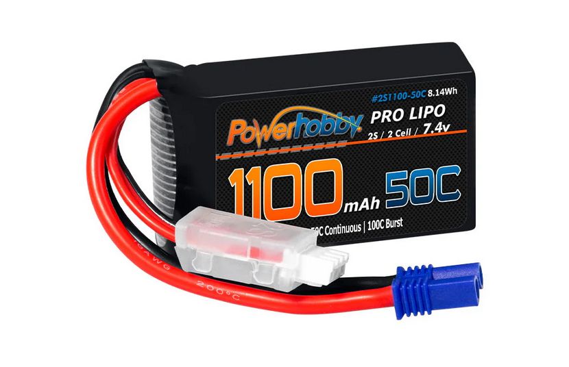 Powerhobby 2S 1100mAh 50C LiPo Battery w EC2 Plug PHB2S1100MAH50CEC2