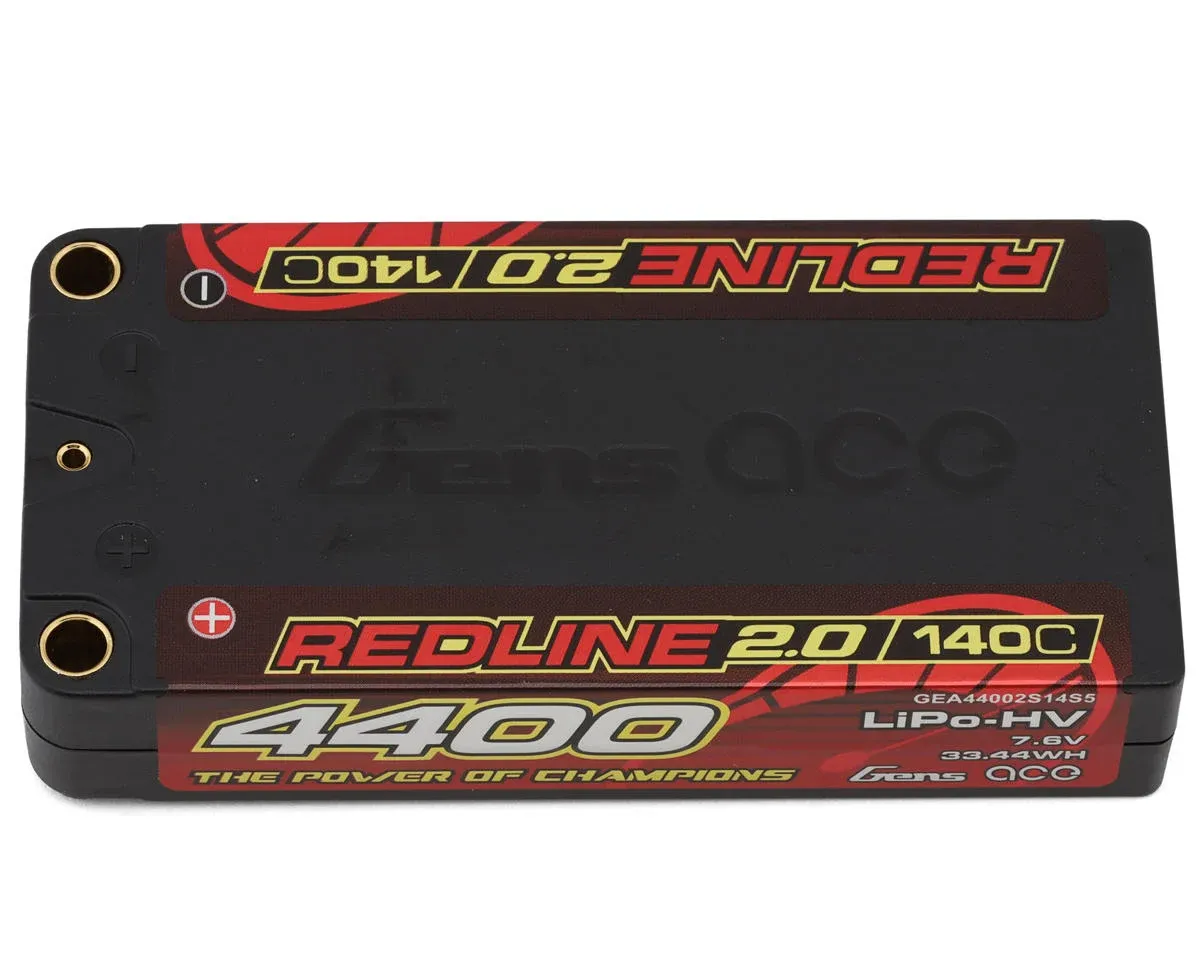 Gens Ace Redline 2.0 2S Shory LiHV Battery 140C (7.6V/4400mAh) w/5mm Bullets GEA44002S14S5
