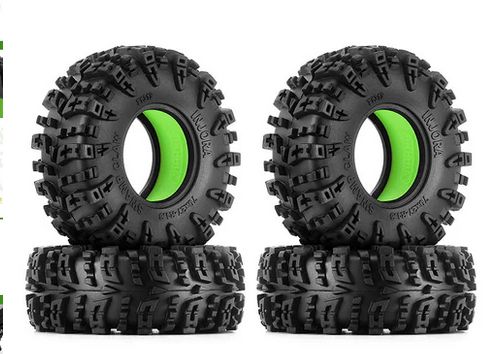 Injora 1.3" Swamp Claw M/T Micro Rock Crawler Tires Combo (4) (70mm OD) (S5) w/Soft Silicone Rubber Inserts YQT-1319-1370GN