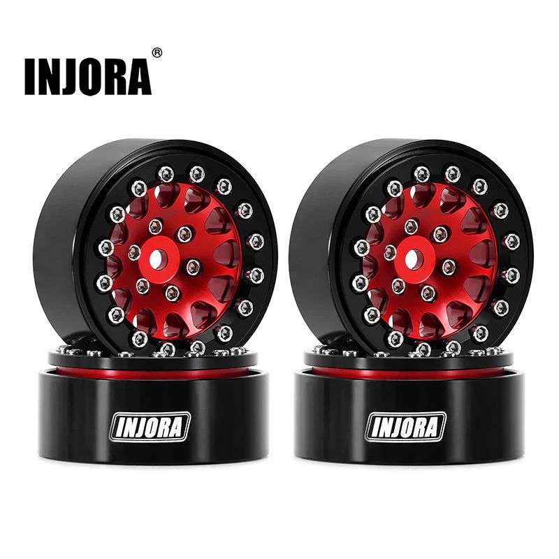 INJORA 1.3" Aluminium Beadlock Wheels for 1/24 1/18 RC Crawler (W1311) YQW-1311RD