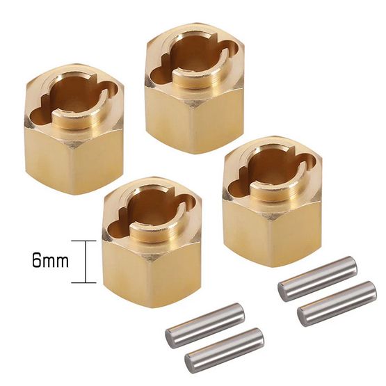 INJORA 4PCS 6mm Brass Wheel Hex Hub Extenders for Ascent18 4M-02-6