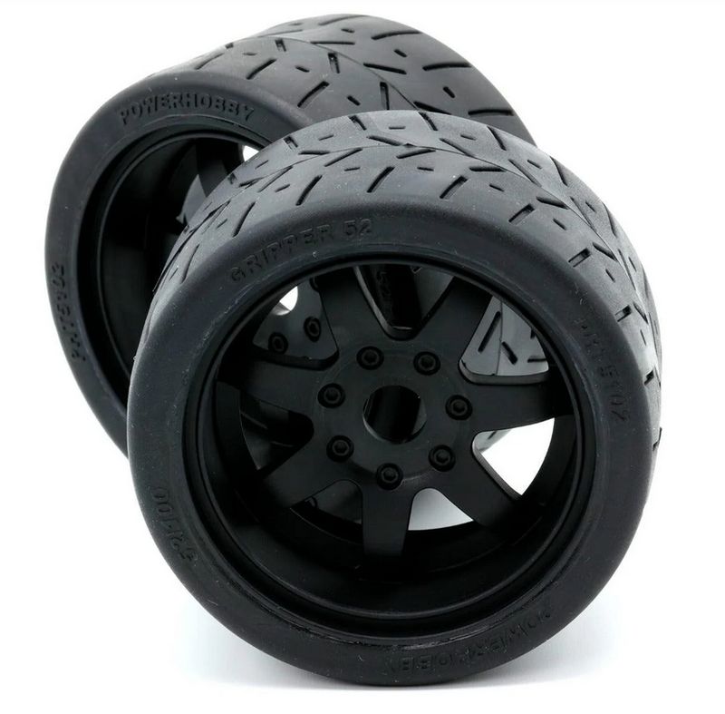 Powerhobby 1/8 Gripper 54/100 Belted Mounted Tires 17mm Black Wheels PHT5102