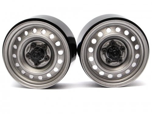 Boom Racing 1.9&quot; 16-Hole Classic Steelie Reversible Beadlock Wheel w/ XT504 Hub Rear (2) Gun Metal BRW780919RGM