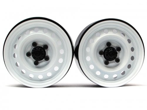 Boom Racing 1.9&quot; 16-Hole Classic Steelie Reversible Beadlock Wheel w/ XT504 Hub Rear (2) White BRW780919RW
