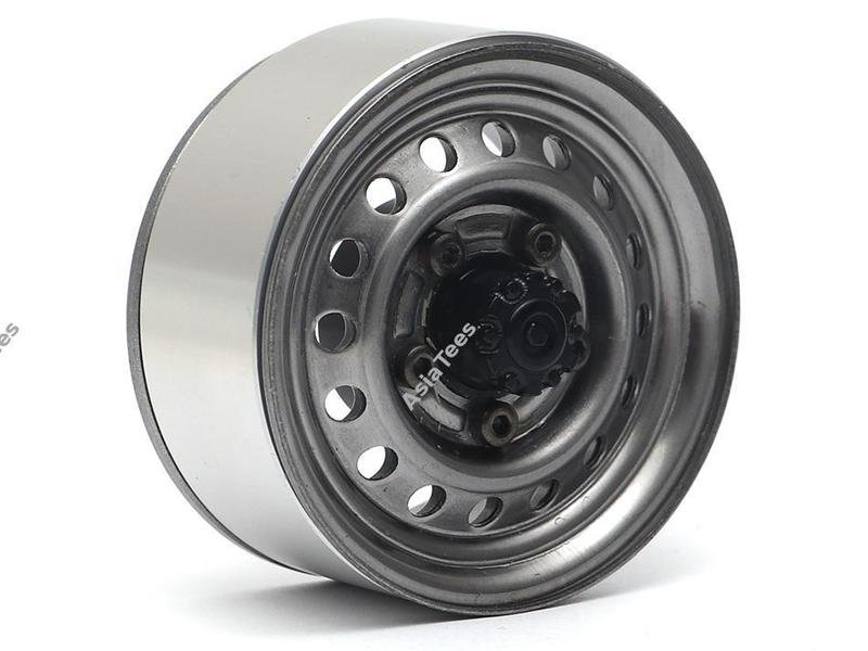 Boom Racing 1.55&quot; 16-Hole Classic Steelie Reversible Beadlock Wheels (Front) w/ XT504 Hubs Gun Metal BRW780955FGM