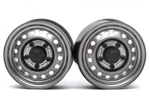 Boom Racing 1.55&quot; 16-Hole Classic Steelie Reversible Beadlock Wheels (Rear) w/ XT504 Hubs (2) Gun Metal BRW780955RGM
