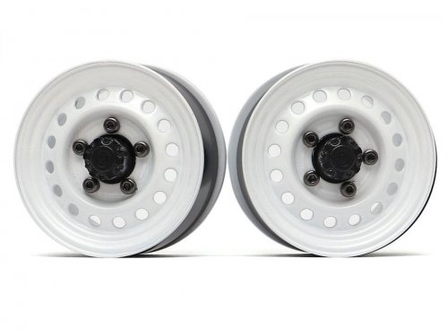 Boom Racing 1.55&quot; 16-Hole Classic Steelie Reversible Beadlock Wheels (Front) w/ XT500 Hubs White BRW780955FW