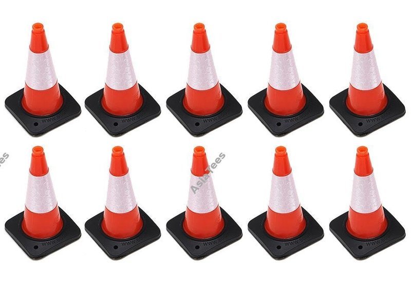 Boom Racing Rubber Traffic Cone w/ Reflective Decal (10) for Trail Marker Orange BRSCAC301OR