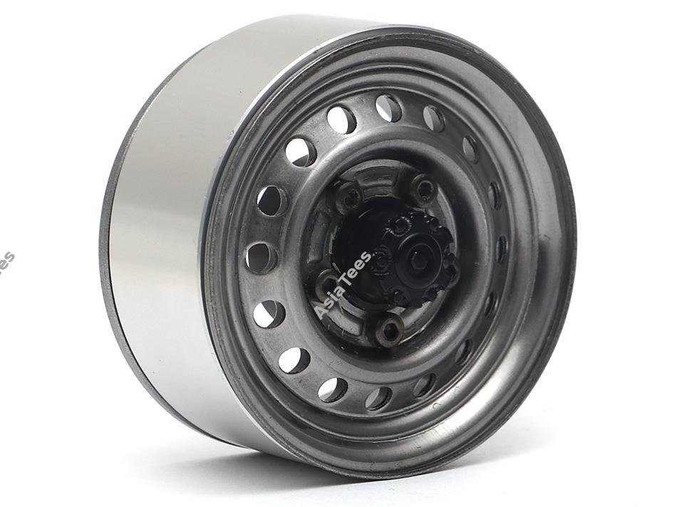 Boom Racing 1.55" 16-Hole Classic Steelie Reversible Beadlock Wheels (Front) w/ XT504 Hubs Gun Metal BRW780955FGM