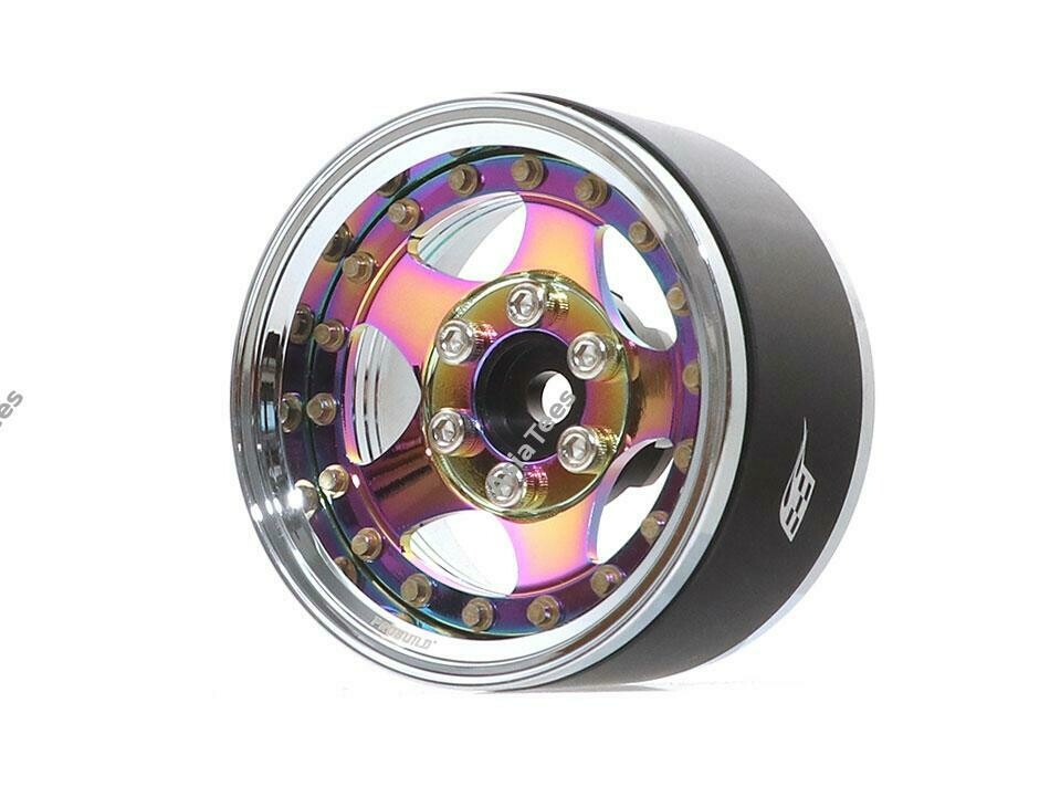 Boom Racing ProBuild™ 1.9" SV5 Adjustable Offset Aluminum Beadlock Wheels (2) Chrome/Neo Chrome BRPB008CRNEO