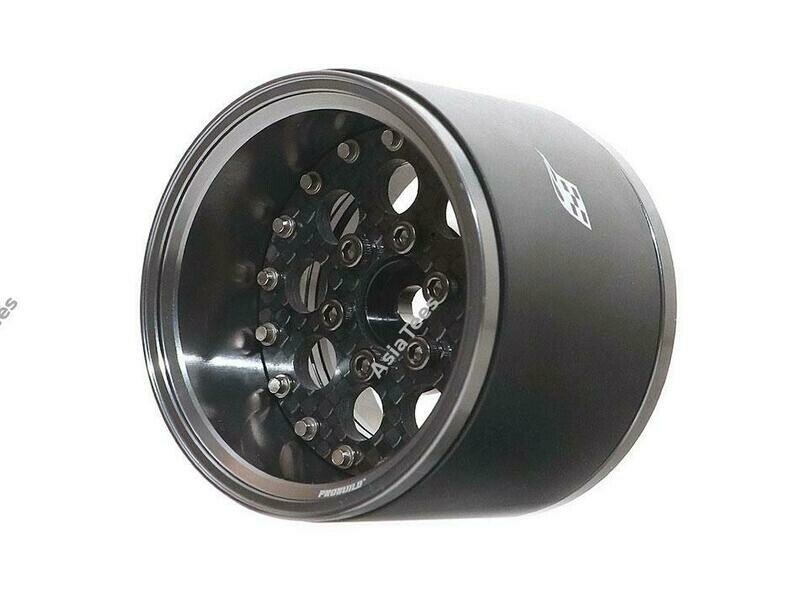 Boom Racing ProBuild™ 1.9" Extra Wide CR6 Adjustable Offset Aluminum Beadlock Wheels (2) Gun Metal/Carbon Fiber BRPB010GMCF-EW
