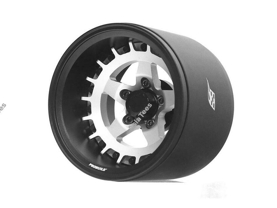 Boom Racing ProBuild™ 1.9" Extra Wide SS5 Adjustable Offset Aluminum Beadlock Wheels (2) Matte Black/Flat Silver BRPB018BKRS-EW