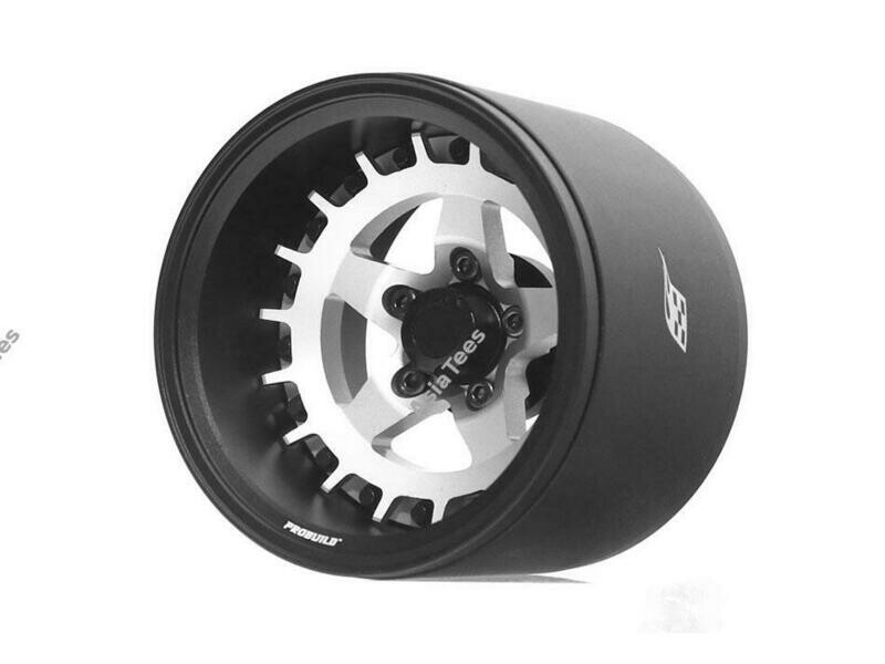 Boom Racing ProBuild™ 1.9" Extra Wide SS5 Adjustable Offset Aluminum Beadlock Wheels (2) Matte Black/Flat Silver BRPB018BKRS-EW