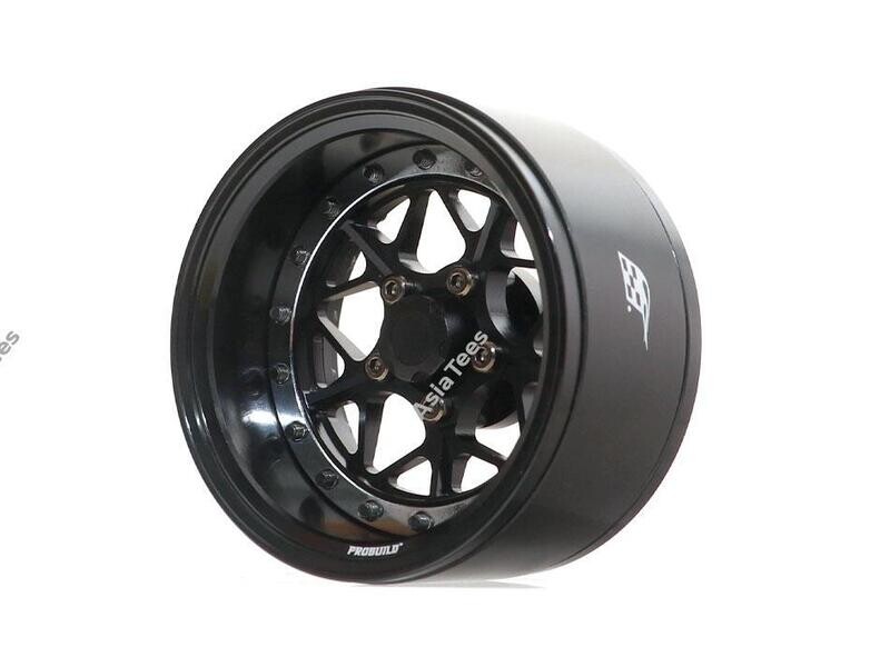 Boom Racing ProBuild™ 1.9" LGB Adjustable Offset Aluminum Beadlock Wheels (2) Black/Black BRPB020BKBK