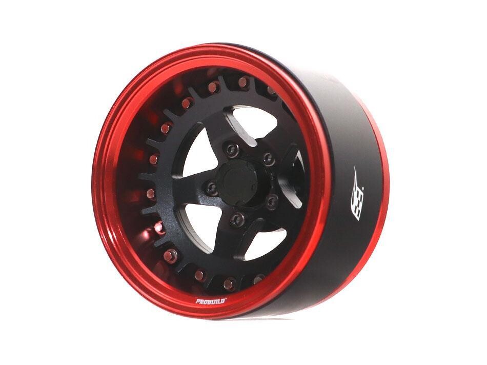 Boom Racing ProBuild™ 1.9" SS5 Adjustable Offset Aluminum Beadlock Wheels (2) Red/Matte Black BRPB033RMBK