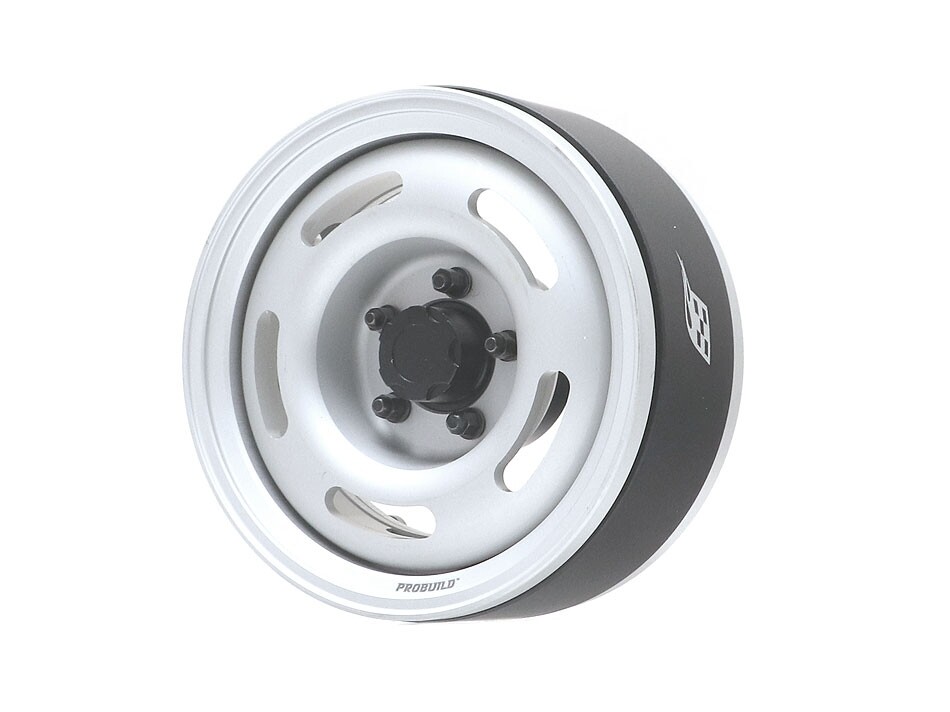 Boom Racing ProBuild™ 1.9" Narrow Slot Mags Jelly Bean Adjustable Offset Beadlock Wheels (2) Flat Silver/Flat Silver BRPB046FSFS-NW