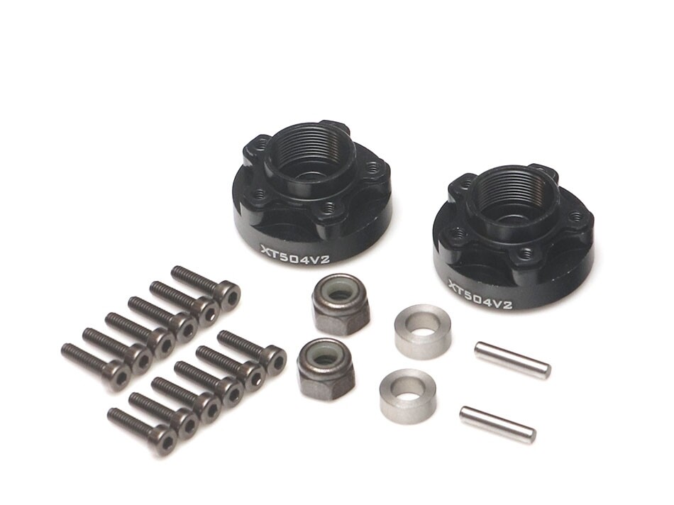 Boom Racing ProBuild™ XT504 V2 5-Lug Aluminum 12mm Wheel Hub Adapters 4MM Offset Version 2 (2) Black BRXT504V2