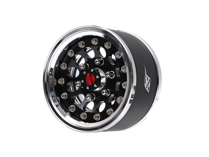 Boom Racing ProBuild™ 1.55" R12 6-Lug Adjustable Offset Aluminum Beadlock Wheels w/ Locking Hub Center Cap (2) Chrome/Black BRPB15510CRBK-F