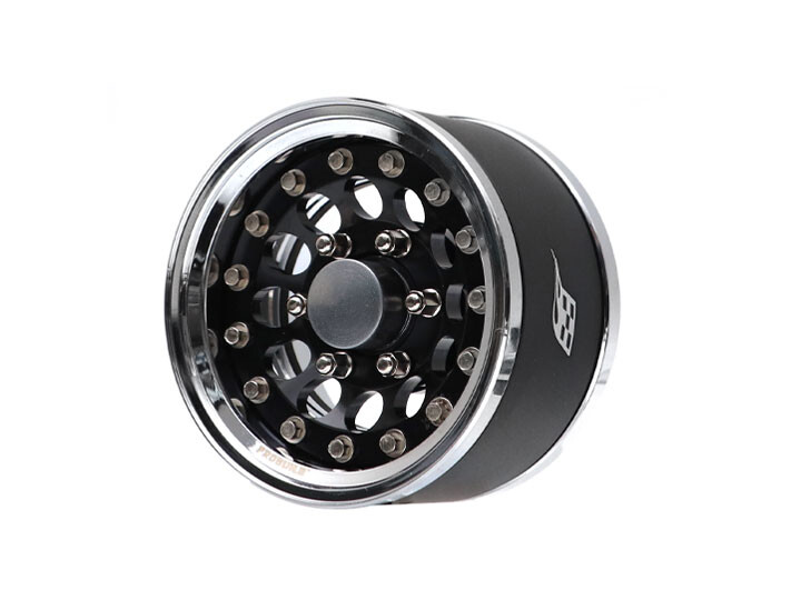Boom Racing ProBuild™ 1.55" R12 6-Lug Adjustable Offset Aluminum Beadlock Wheels w/ Dome Center Cap (2) Chrome/Black BRPB15510CRBK-R