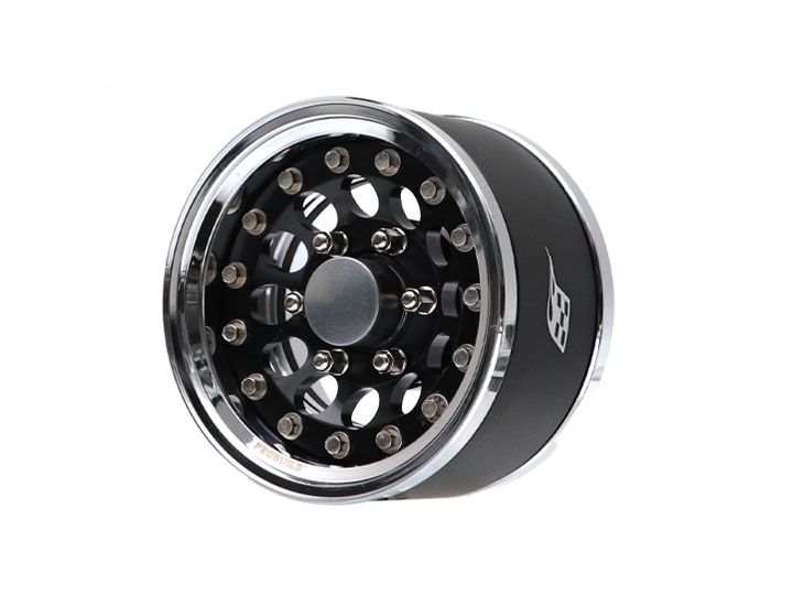 Boom Racing ProBuild™ 1.55" R12 6-Lug Adjustable Offset Aluminum Beadlock Wheels w/ Dome Center Cap (2) Chrome/Black BRPB15510CRBK-R