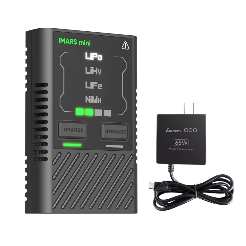 Gens Ace IMARS mini G-Tech 60W RC Battery Charger with USB-C Power Supply Adapter GEA60WC1