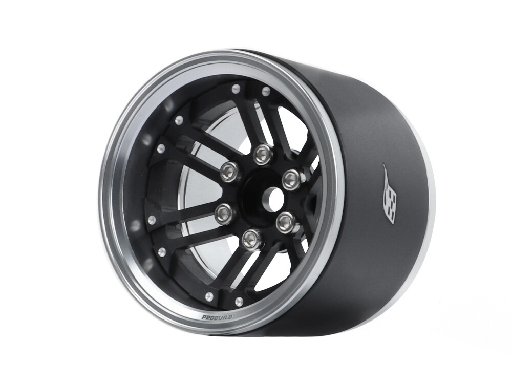 Boom Racing ProBuild™ 1.9" Extra Wide TWS Adjustable Offset Aluminum Beadlock Wheels (2) Platinum/Matte Black BRPB084PLMBK-EW