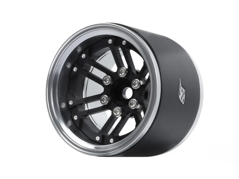 Boom Racing ProBuild™ 1.9" Extra Wide TWS Adjustable Offset Aluminum Beadlock Wheels (2) Platinum/Matte Black BRPB084PLMBK-EW