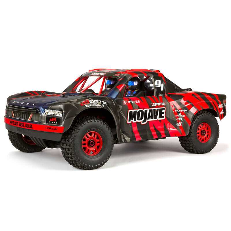Arrma 1/7 MOJAVE 6S V2 4X4 BLX Desert Truck with Spektrum Firma RTR, Red/Black ARA7604V2T2