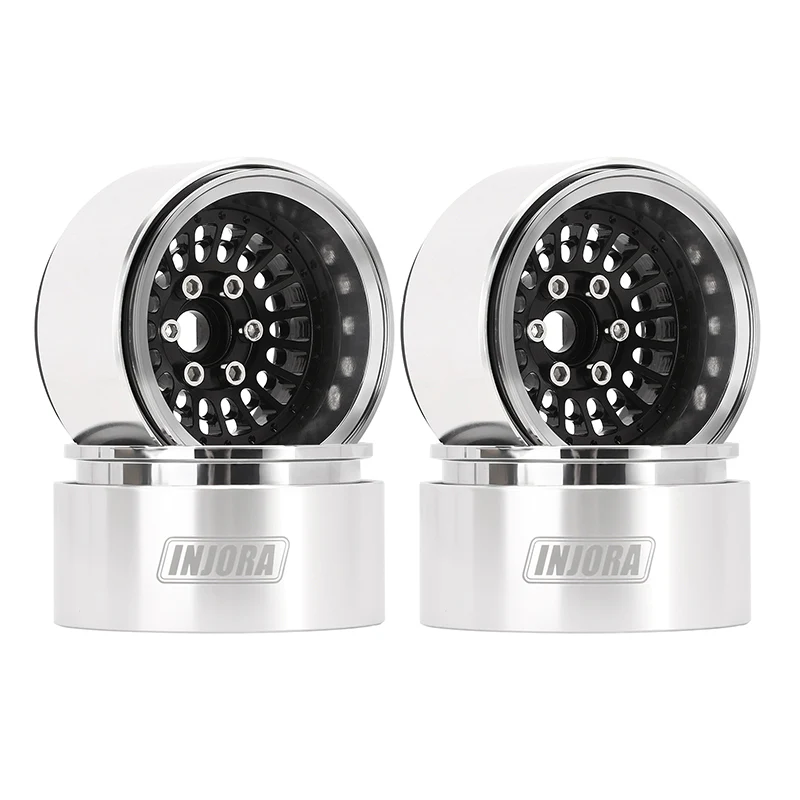INJORA Turbine 1.9" Aluminum Beadlock Wheels Offset -10mm (4) (W1955) DGW-1955BK