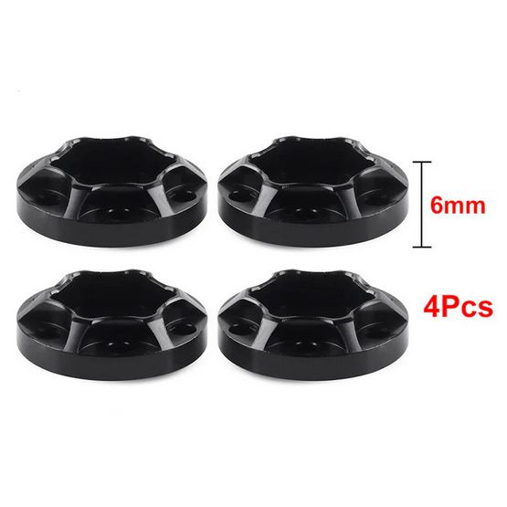 INJORA 12mm Black/Silver Aluminum Wheel Hex Hubs for 1.9" 2.2" Rims 4pcs 6mm CRAW18060_6BK