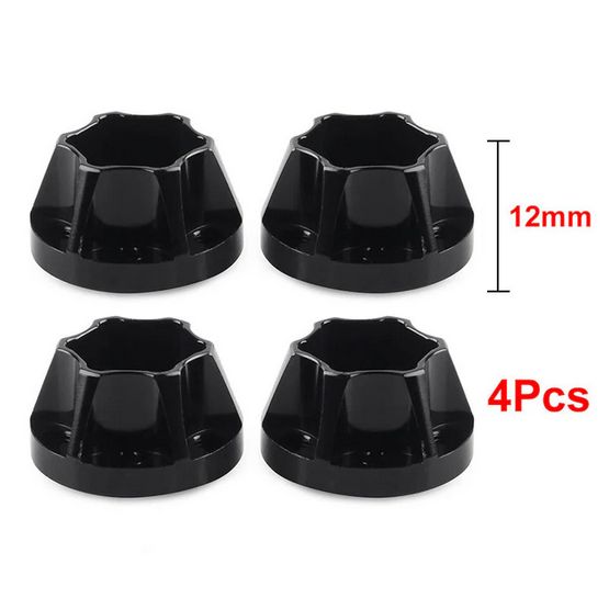 INJORA 12mm Black/Silver Aluminum Wheel Hex Hubs for 1.9" 2.2" Rims 4pcs 12mm CRAW18060_12BK