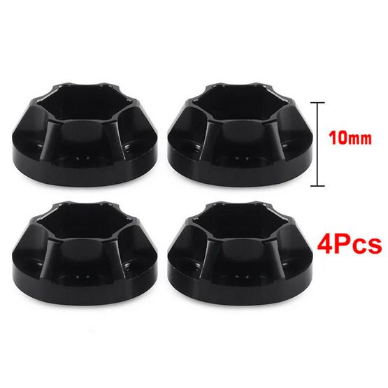 INJORA 12mm Black/Silver Aluminum Wheel Hex Hubs for 1.9" 2.2" Rims 4pcs 10mm CRAW18060_9BK