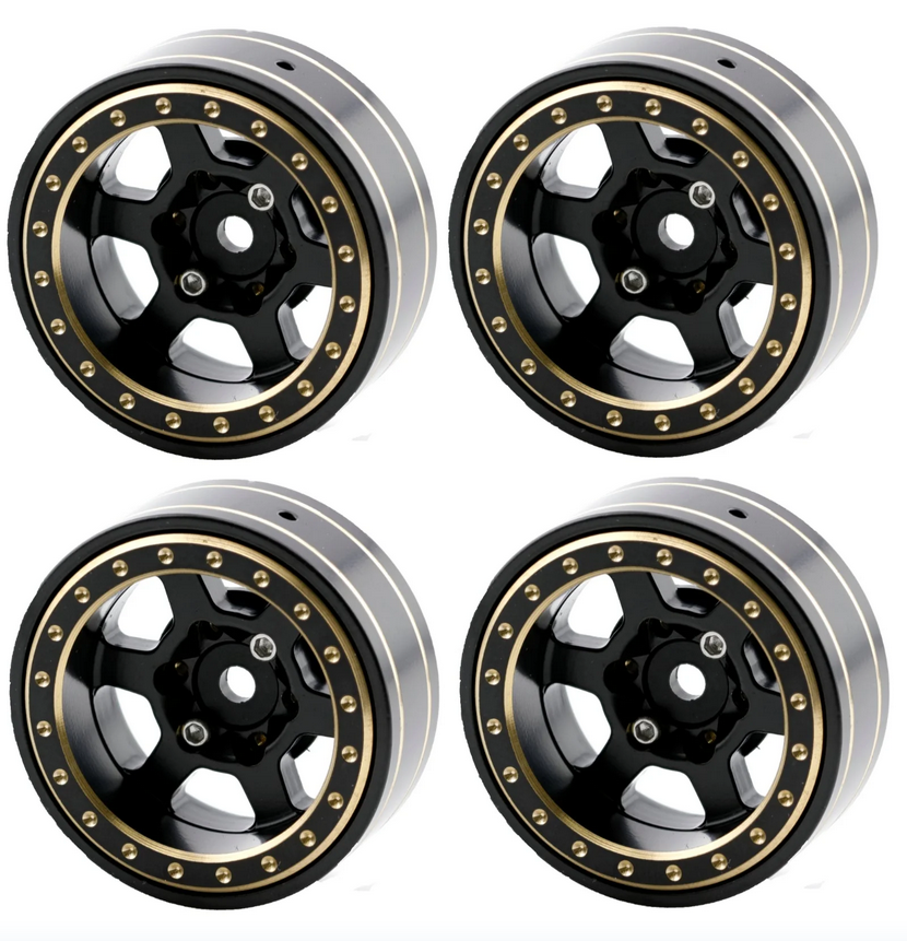 Powerhobby 1.1" 6-Spoke Brass Beadlock Wheels offset -3.75mm (4) PHB6989
