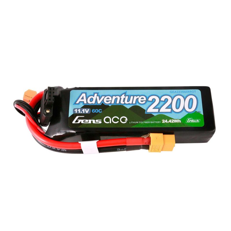 Gens Ace 11.1V 2200mAh 3S 60C G-Tech Smart LiPo Battery: XT60 GEA223S60X6GT