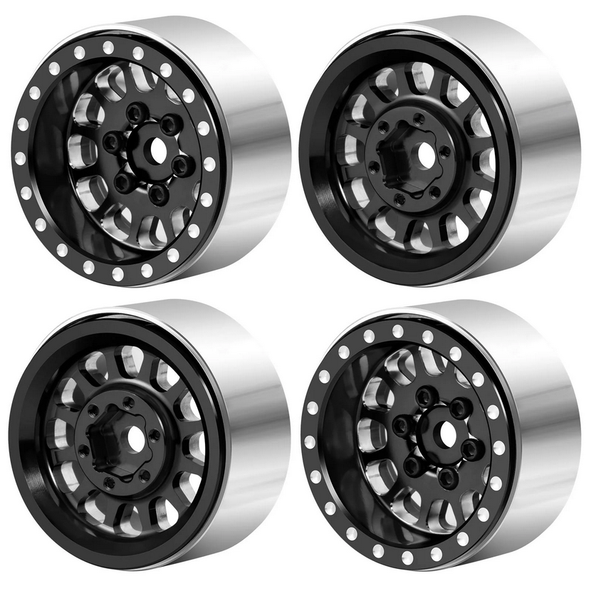 Powerhobby 1.0" Beadlock Wheels Black (4) PHB7125Black