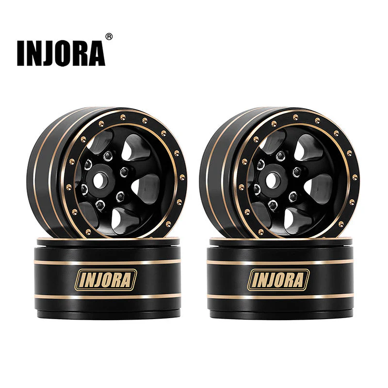 INJORA 1.0" Brass Beadlock Wheels for 1/24 1/18 RC Crawler (W1012) YQW-1012BGD