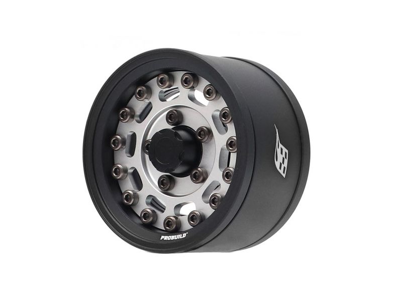 Boom Racing ProBuild™ 1.55" MAG10 Adjustable Offset Aluminum Beadlock Wheels (2) Matte Black/Flat Silver BRPB155014MBKFS