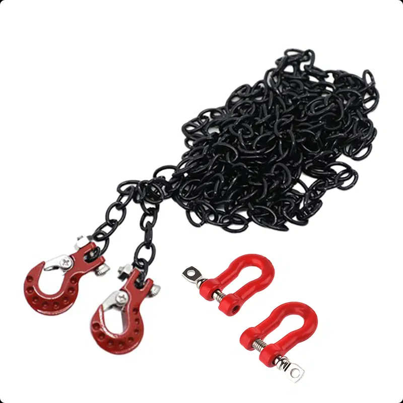 Integy Realistic 1/10 Size Drag Chain &amp; Tow Hooks w/Bow Shackle for 1/10 Scale Off-Road C31763RED