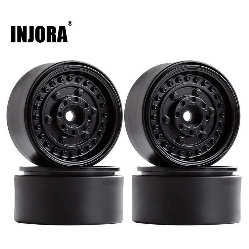 INJORA 4PCS 1.9" Beadlock Wheel Rims for 1/10 Scale RC Crawler, 116g/pcs YQW-34BK