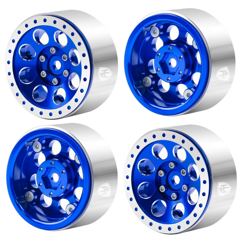 Powerhobby 1.3" Aluminum Beadlock Wheels Blue (4) PHB7315BLUE