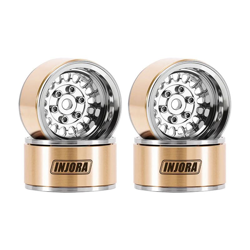 INJORA 1.0" ModuWheel Brass &amp; Aluminum Wheels (Silver) YQW-MW1016SR