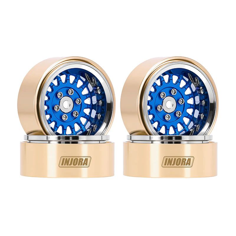 INJORA 1.3" ModuWheel Brass &amp; Aluminum Wheels (Blue) YQW-MW1316BL