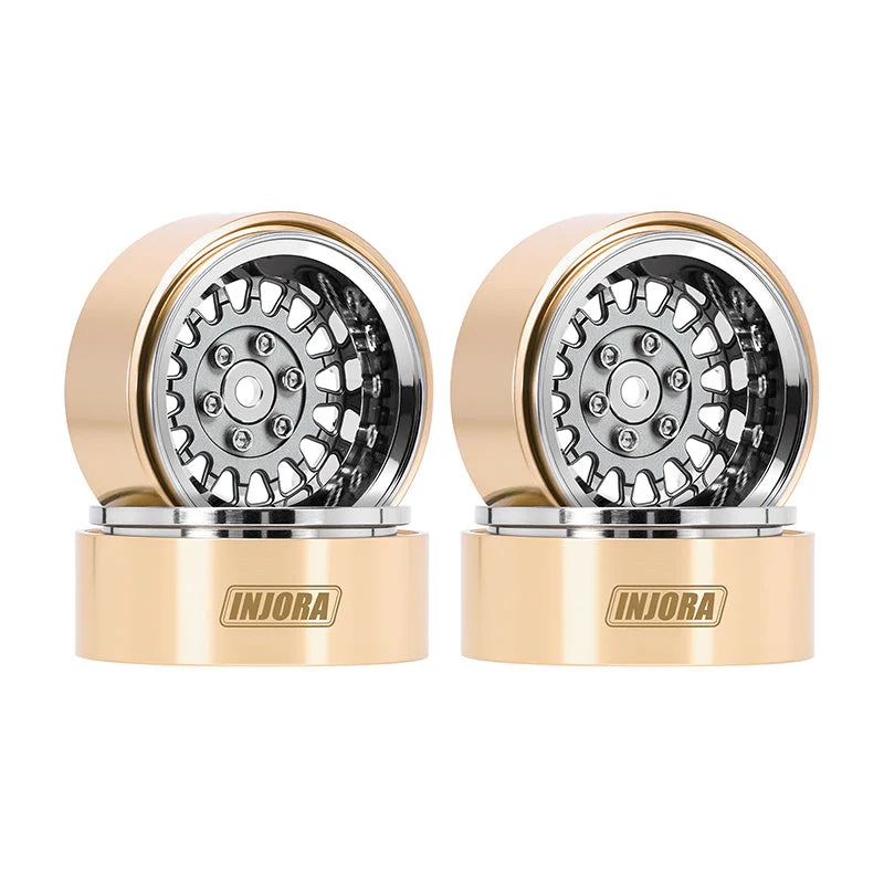 INJORA 1.3" ModuWheel Brass &amp; Aluminum Wheels (Gray) YQW-MW1316GL